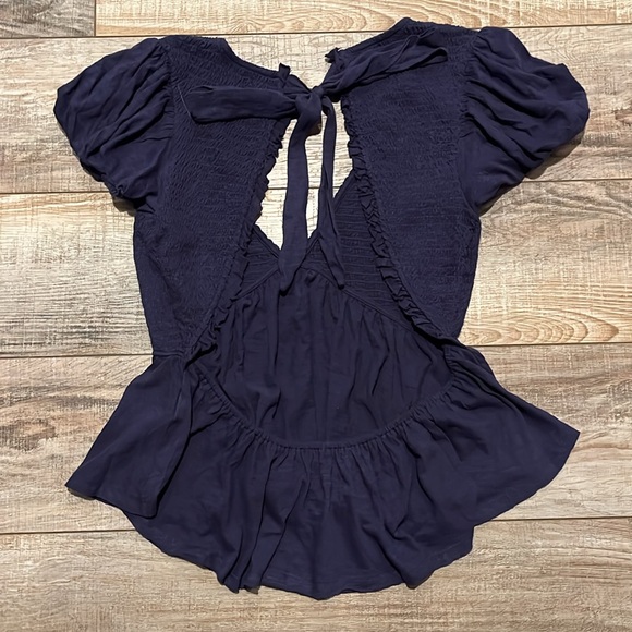 Free People Charlotte Peplum Open Back Top NWOT - Picture 11 of 12